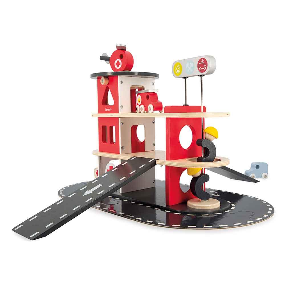 Janod FSC Certified Wooden Fire Station Side Picture