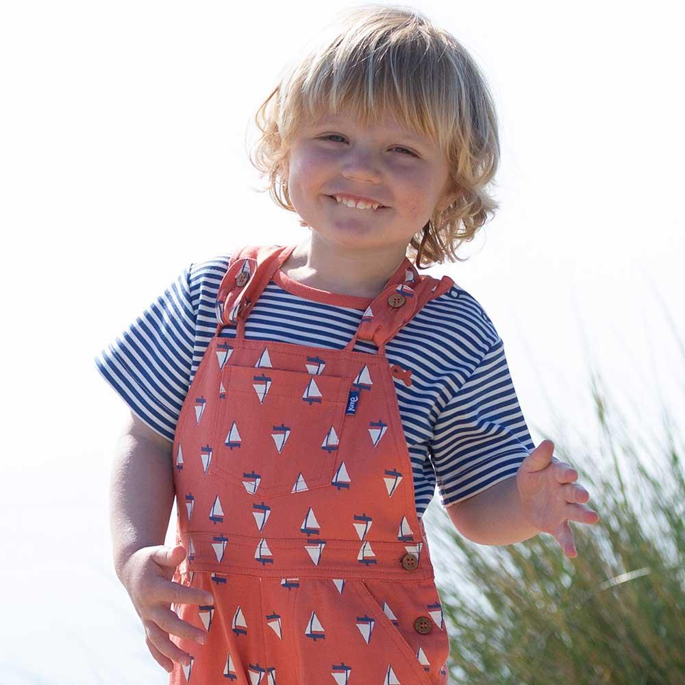 Kite Clothing GOTS Organic Cotton Stripy Fish T-Shirt Being Worn Picture