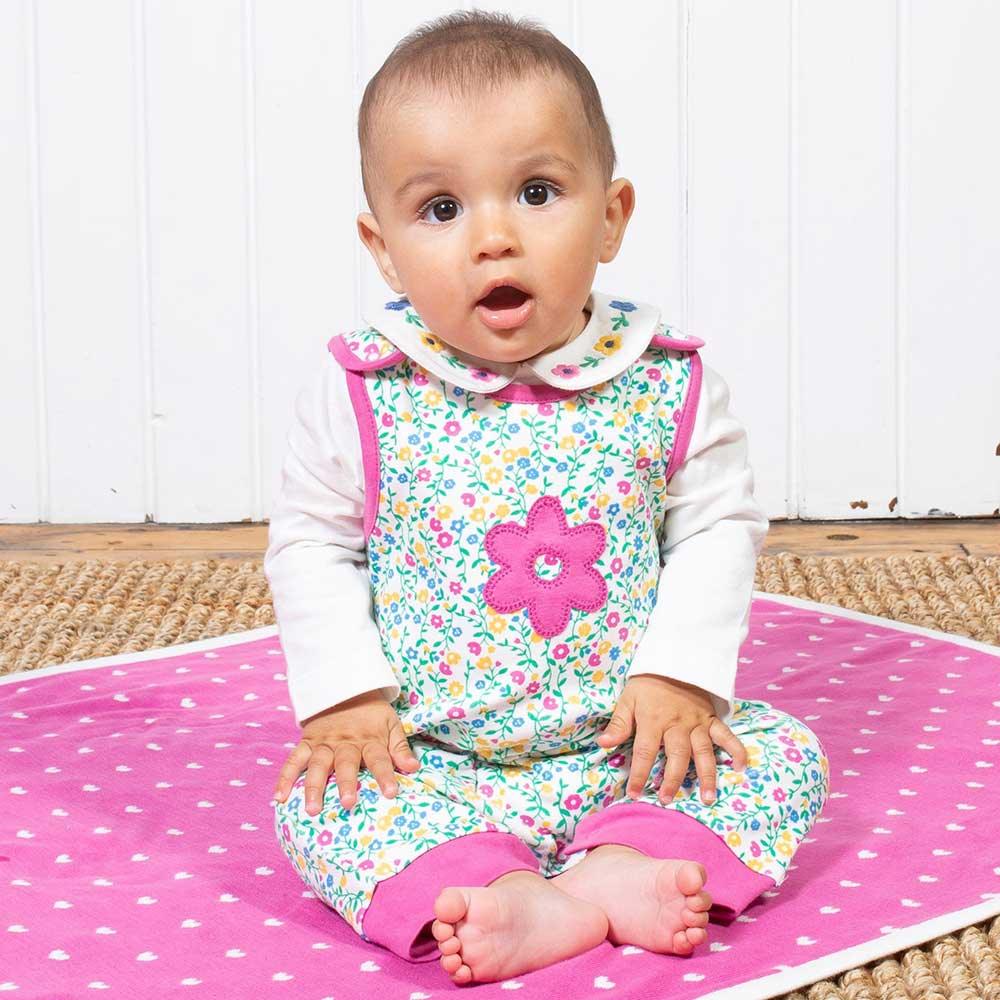 Kite Clothing GOTS Organic Cotton Wildflower Dungarees Being Worn Picture
