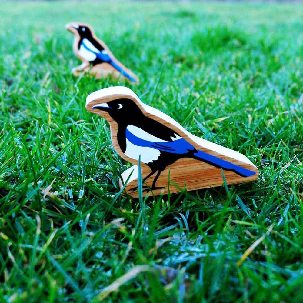 Lanka Kade Natural Wooden Colourful Black & White Magpie Countryside Animal Figure Outside