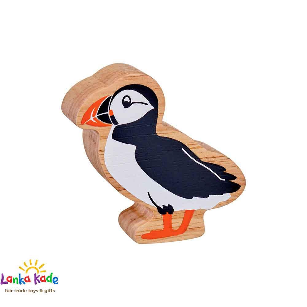 Lanka Kade Natural Wooden Colourful Black & White Puffin Sealife Figure
