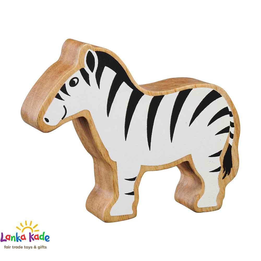 Lanka Kade Natural Wooden Colourful Black and White Zebra World Animal Figure