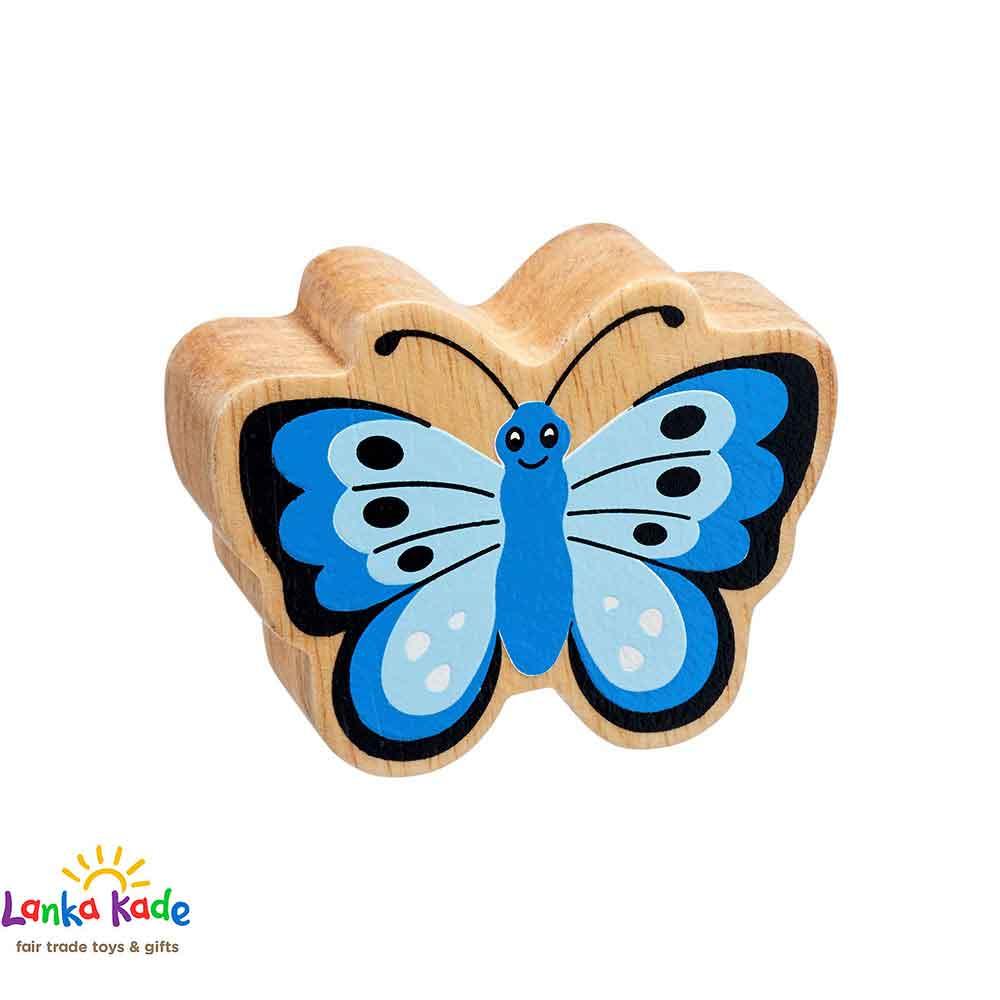 Lanka Kade Natural Wooden Colourful Blue Butterfly Insect Animal Figure
