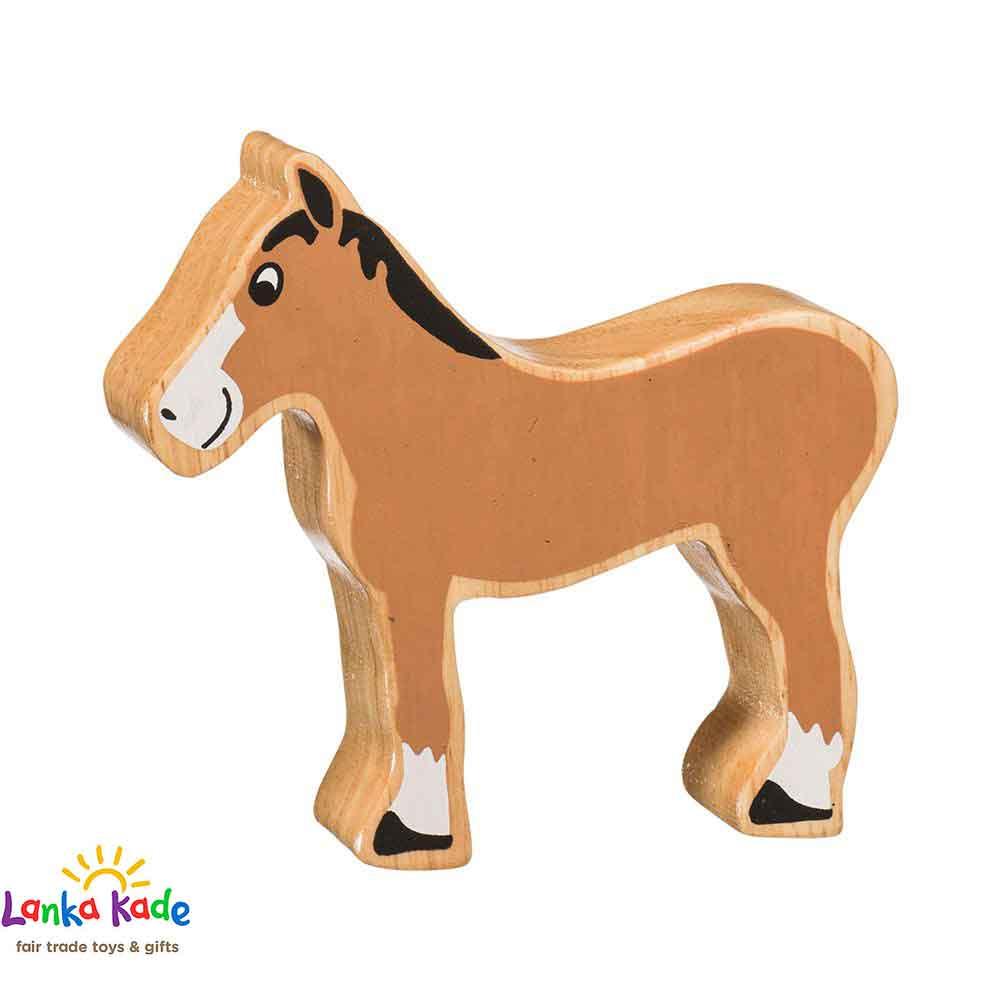 Lanka Kade Natural Wooden Colourful Brown Foal Farm Animal Figure