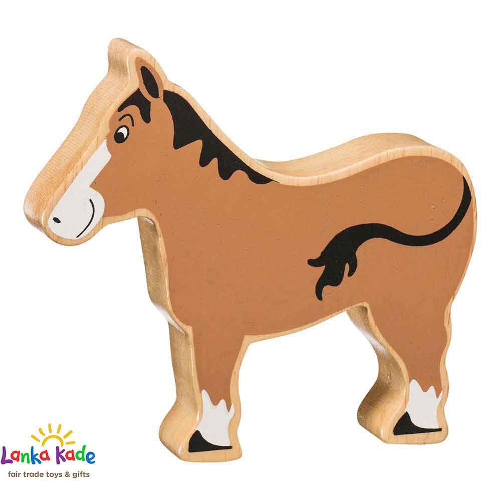 Lanka Kade Natural Wooden Colourful Brown Horse  Farm Animal Figure