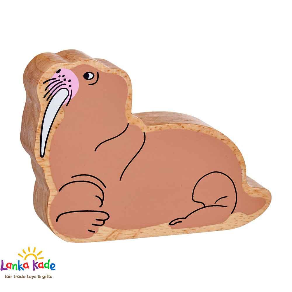 Lanka Kade Natural Wooden Colourful Brown Walrus Sealife Figure