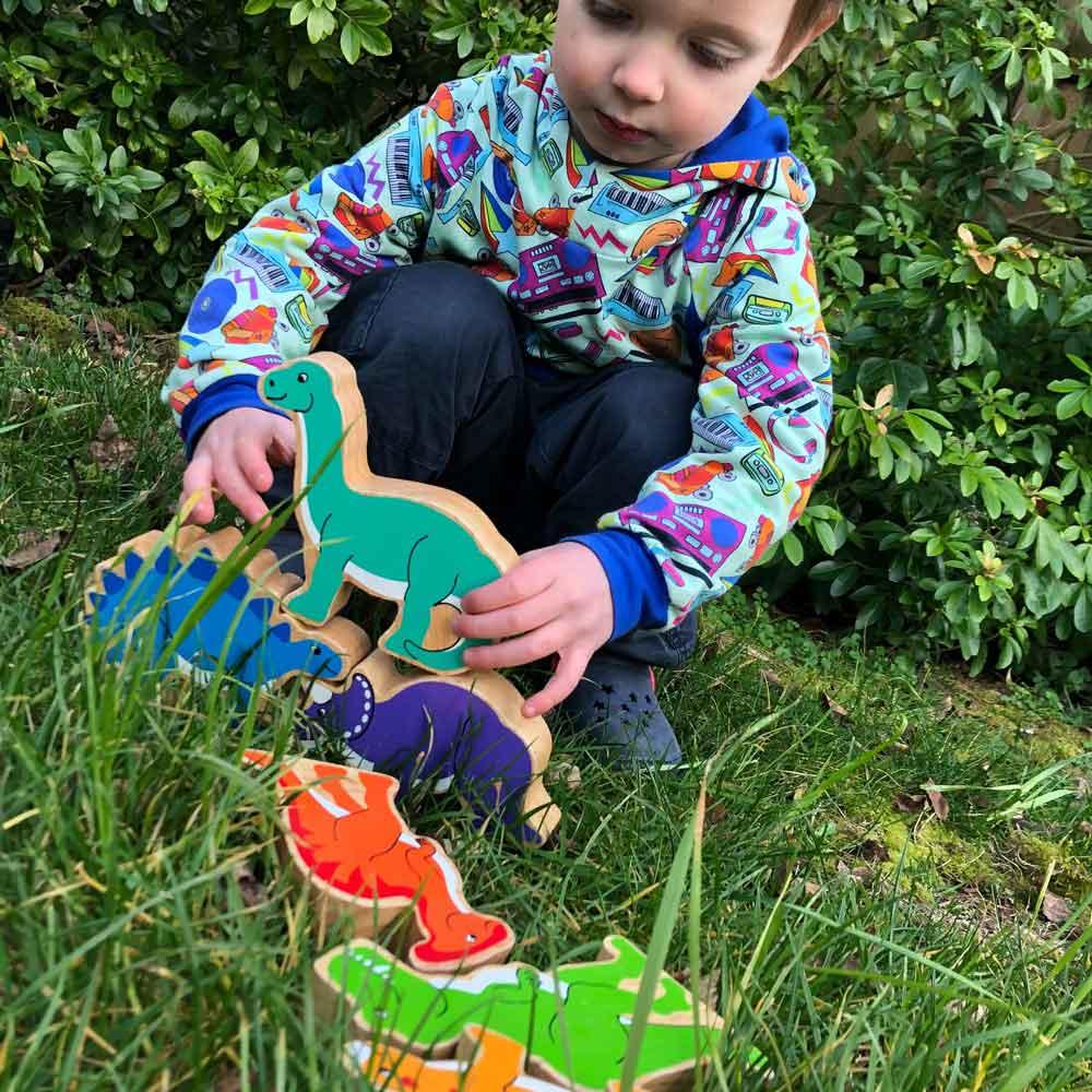 Lanka Kade Natural Wooden Colourful Dinosaur Figure Stack