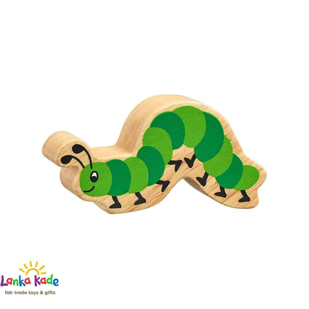 Lanka Kade Natural Wooden Colourful Green Caterpillar Insect Animal Figure