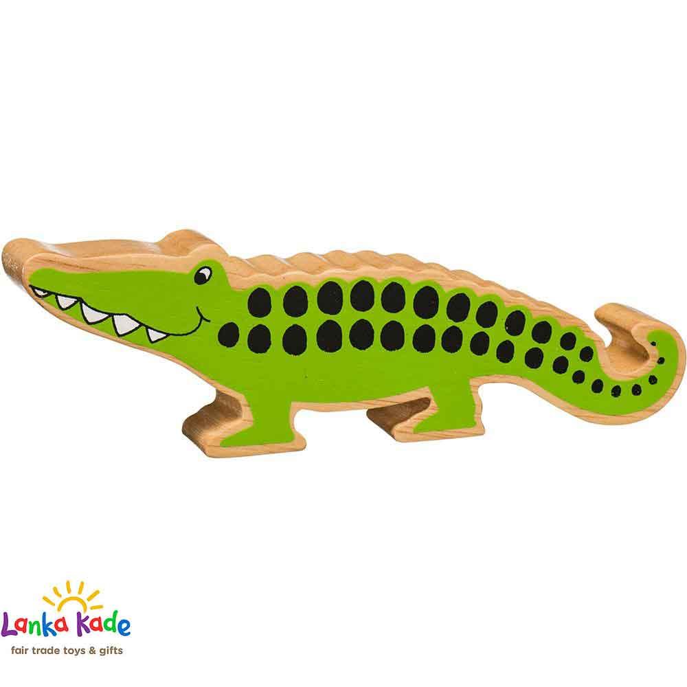 Lanka Kade Natural Wooden Colourful Green Crocodile World Animal Figure