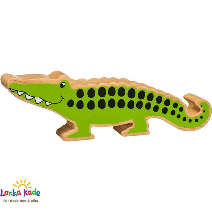 Lanka Kade Natural Wooden Colourful Green Crocodile World Animal Figure