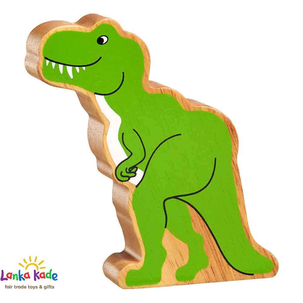 Lanka Kade Natural Wooden Colourful Green Tyrannosaurus Rex Dinosaur Figure