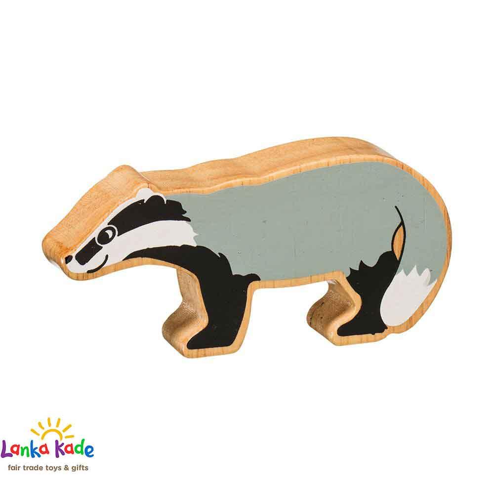 Lanka Kade Natural Wooden Colourful Grey Badger Countryside Animal Figure