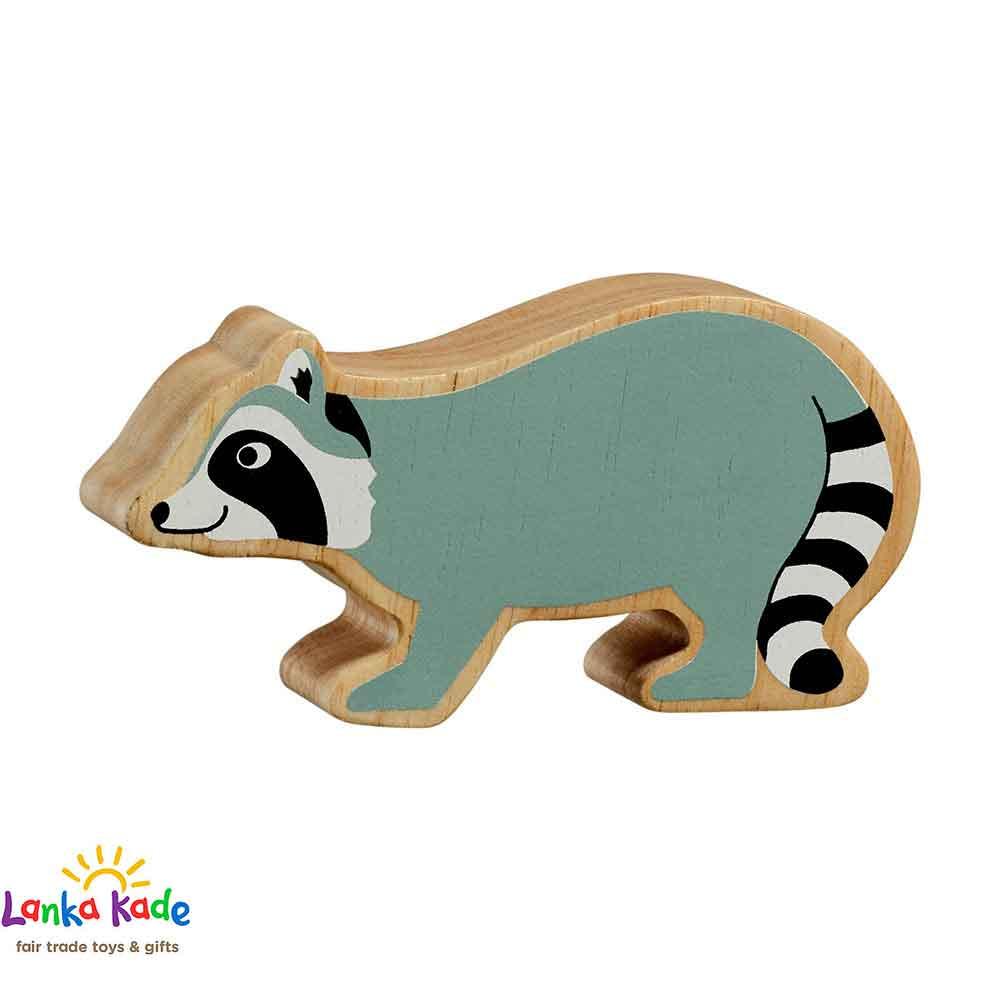 Lanka Kade Natural Wooden Colourful Grey Raccoon World Animal Figure