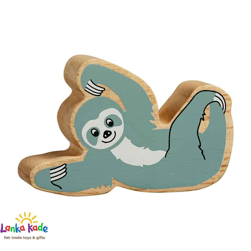Lanka Kade Natural Wooden Colourful Grey Sloth World Animal Figure