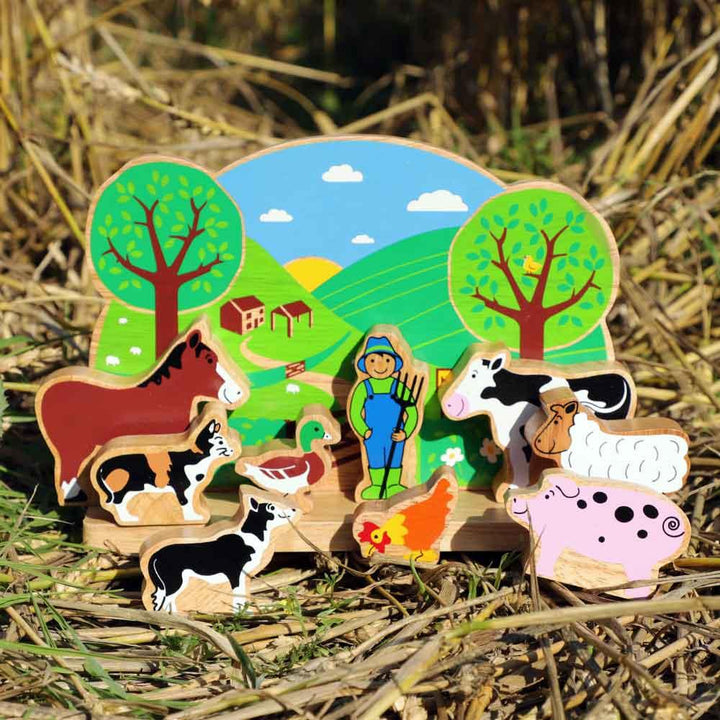 Lanka Kade Natural Wooden Junior Farm Playscene with Colourful Characters Setup Picture