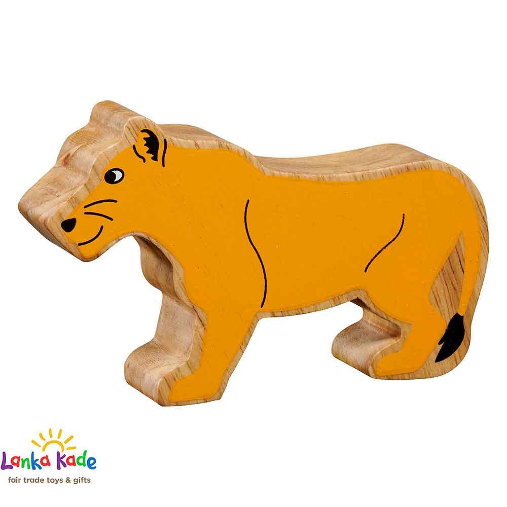 Lanka Kade Natural Wooden Colourful Orange Lioness World Animal Figure