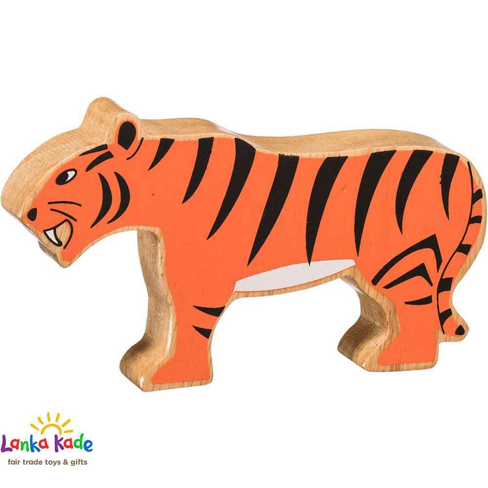 Lanka Kade Natural Wooden Colourful Orange Tiger World Animal Figure