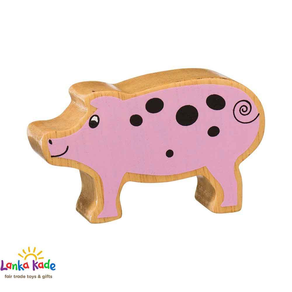Lanka Kade Natural Wooden Colourful Pink Piglet Farm Animal Figure