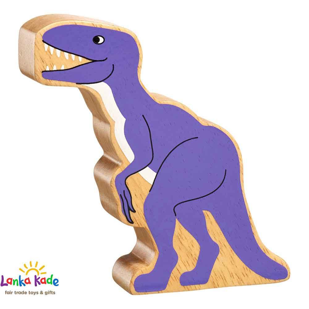 Lanka Kade Natural Wooden Colourful Purple Velociraptor Dinosaur Animal Figure
