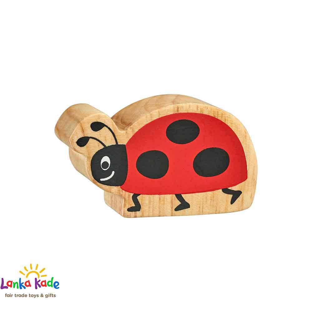 Lanka Kade Natural Wooden Colourful Red & Black Ladybird Insect Animal Figure
