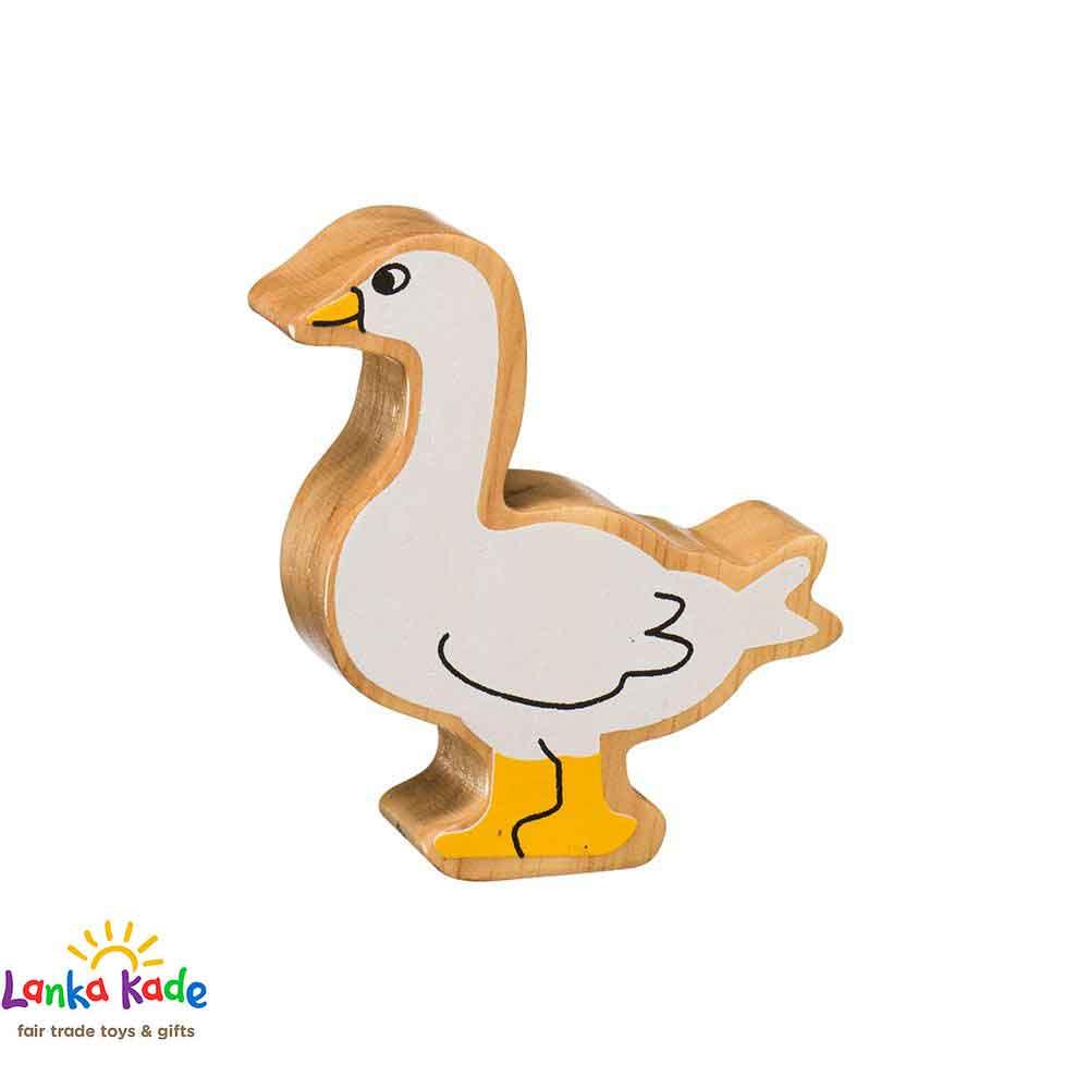 Lanka Kade Natural Wooden Colourful White Goose Farm Animal Figure