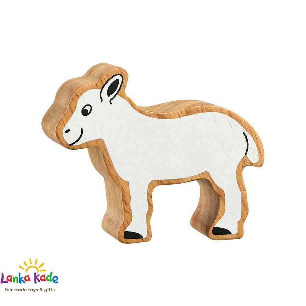 Lanka Kade Natural Wooden Colourful White Lamb Farm Animal Figure