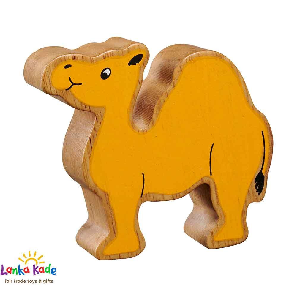 Lanka Kade Natural Wooden Colourful Yellow Camel World Animal Figure