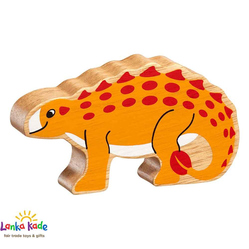 Lanka Kade Natural Wooden Colourful Yellow Saichania Dinosaur Figure
