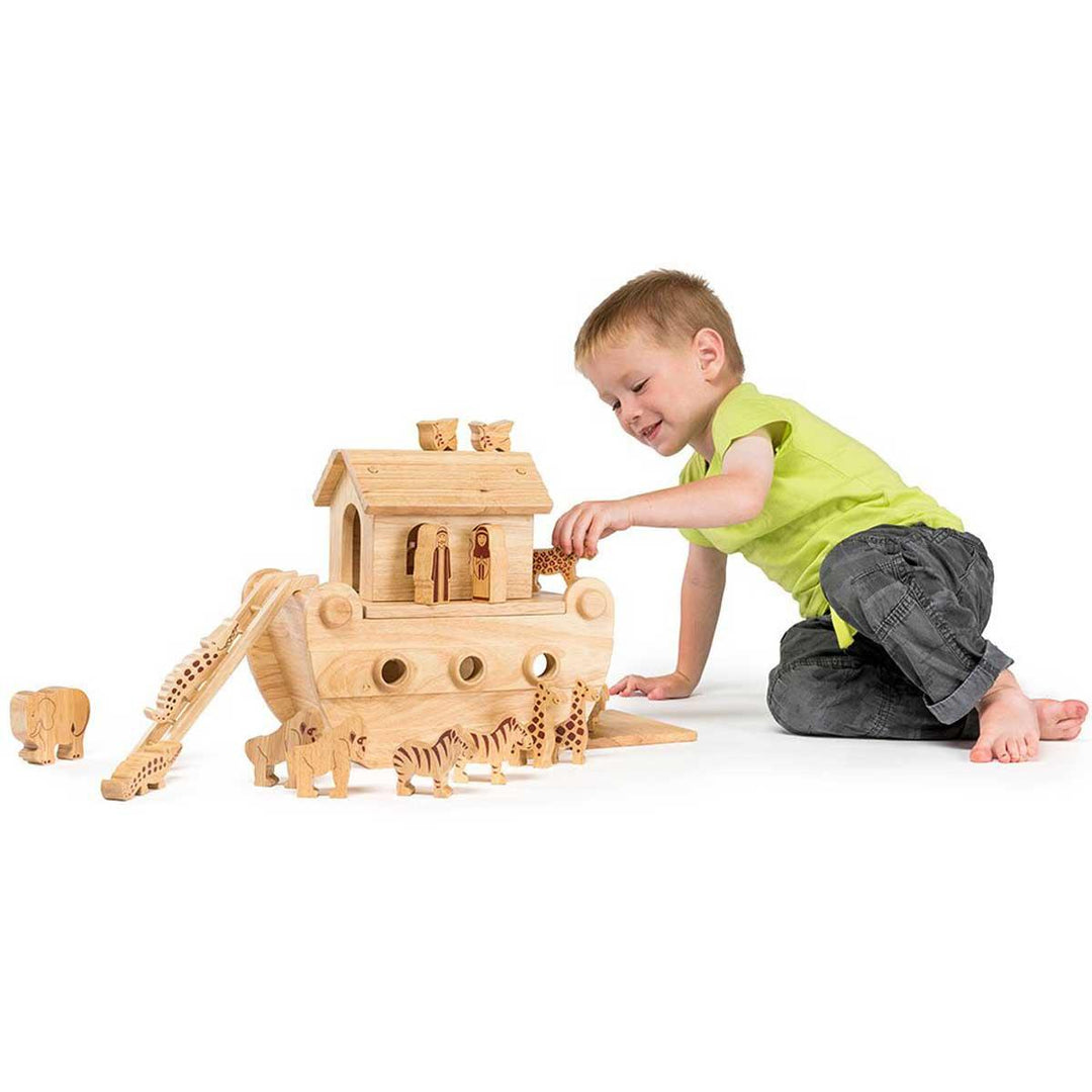 Lanka Kade Natural Wooden Junior Noah's Ark Being Played With Picture