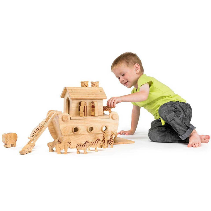 Lanka Kade Natural Wooden Junior Noah's Ark Being Played With Picture