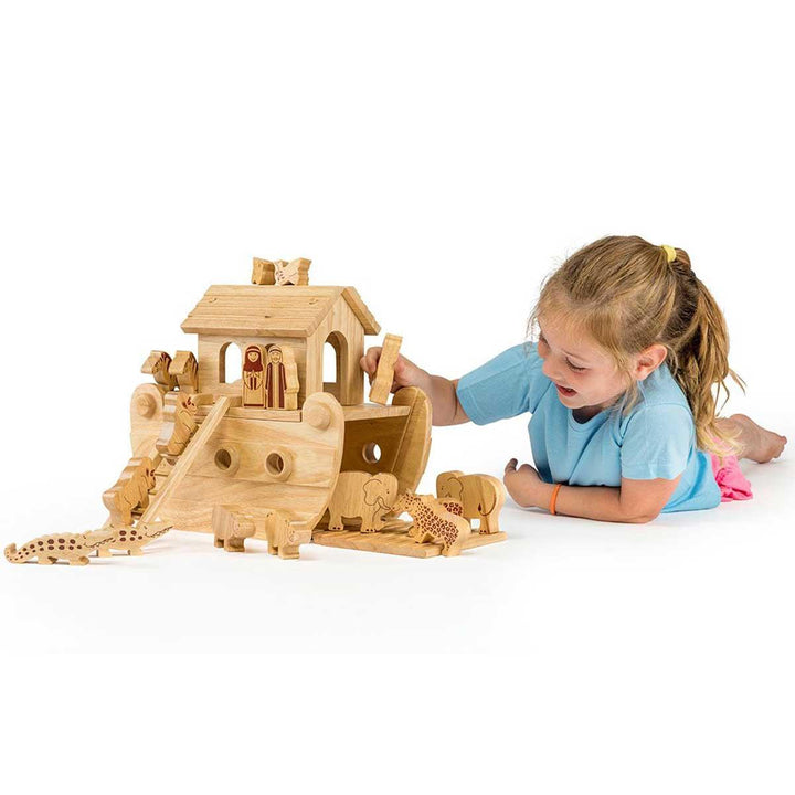 Lanka Kade Natural Wooden Junior Noah's Ark Being Played With Picture