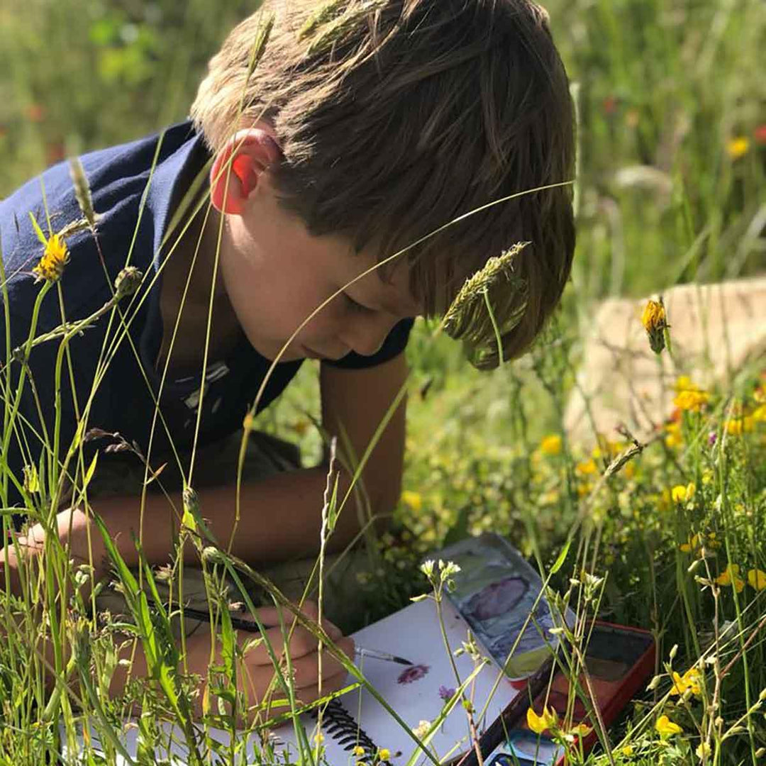 The Den Kit Company New Herbarium Activity Kit Being Used Outside