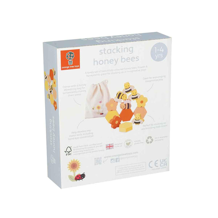 Orange Tree Toys Wooden Stacking Honey Bees Box Back Image