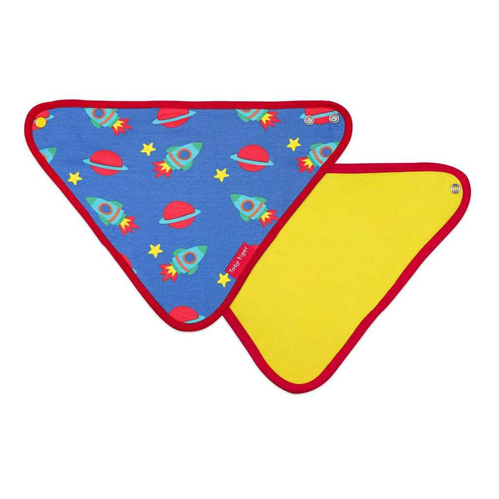 Toby Tiger GOTS Organic Cotton Space Print Dribble Bib Front and Back Picture
